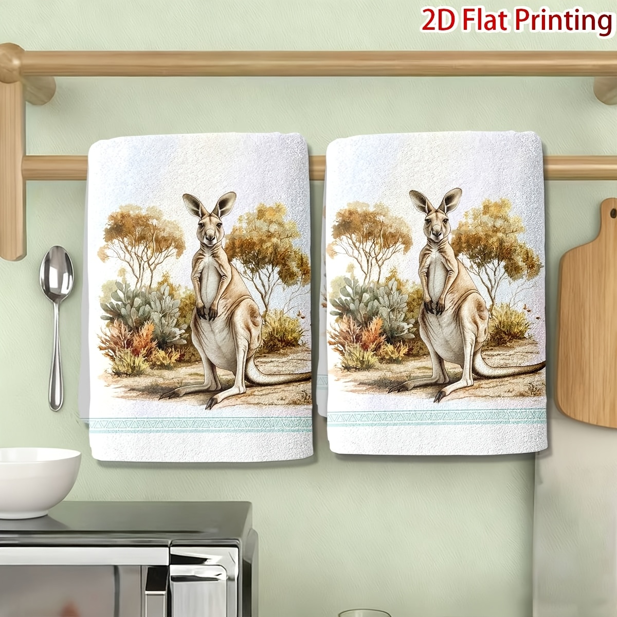 TEMU 2pcs Of Kangaroo Kitchen Towels, Cleaning Cloths, Dishwashing Towels, Baking Product Wipes, A Practical Gift For Owners, A Blessing For The