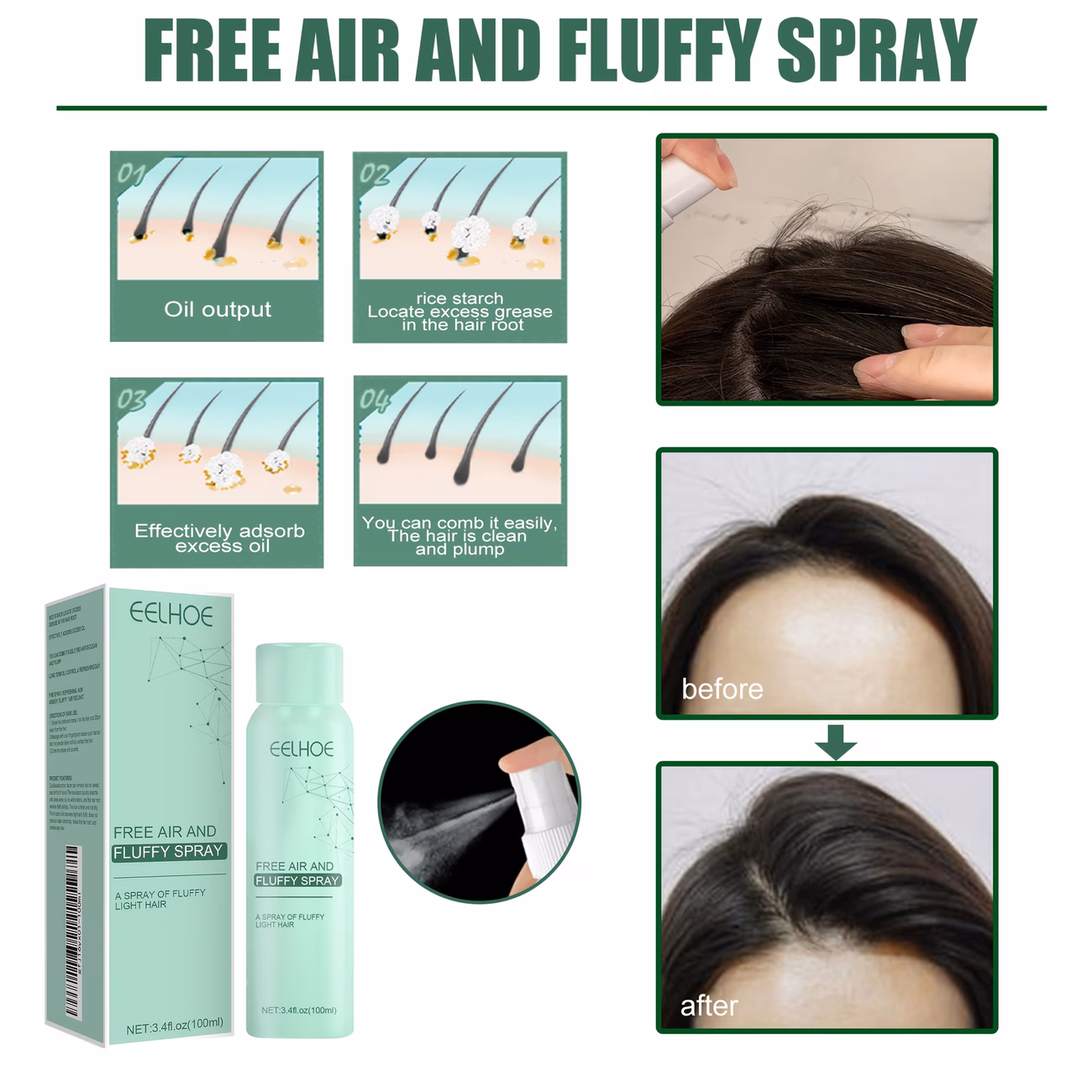 rinse spray 3 second volumizing hair instant dry shampoo instant effect oil control and volume and convenient no on scalp hair easy hair care gift 100ml Product details 4