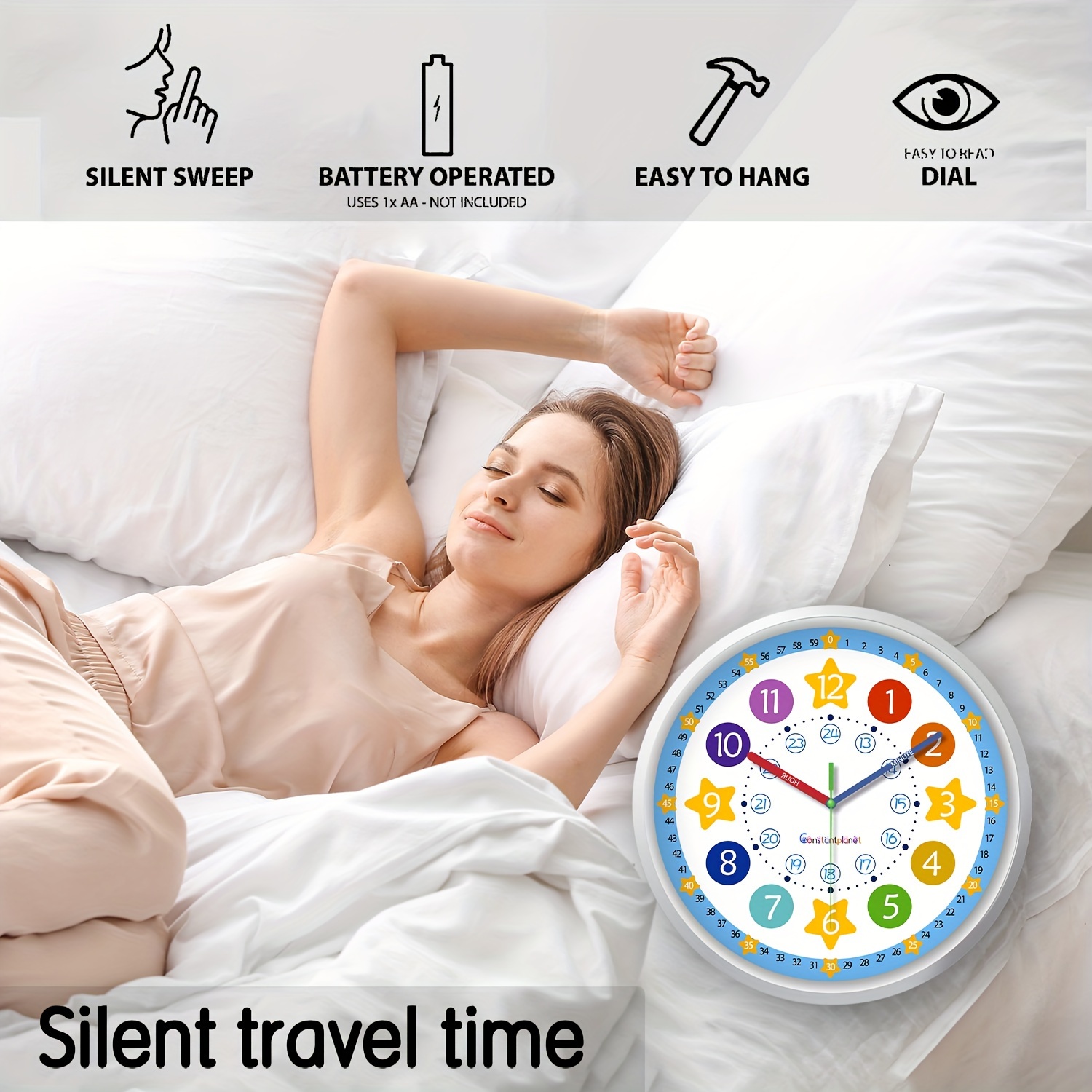 reloj pared moderno pulgadas estrella plástico números Temu