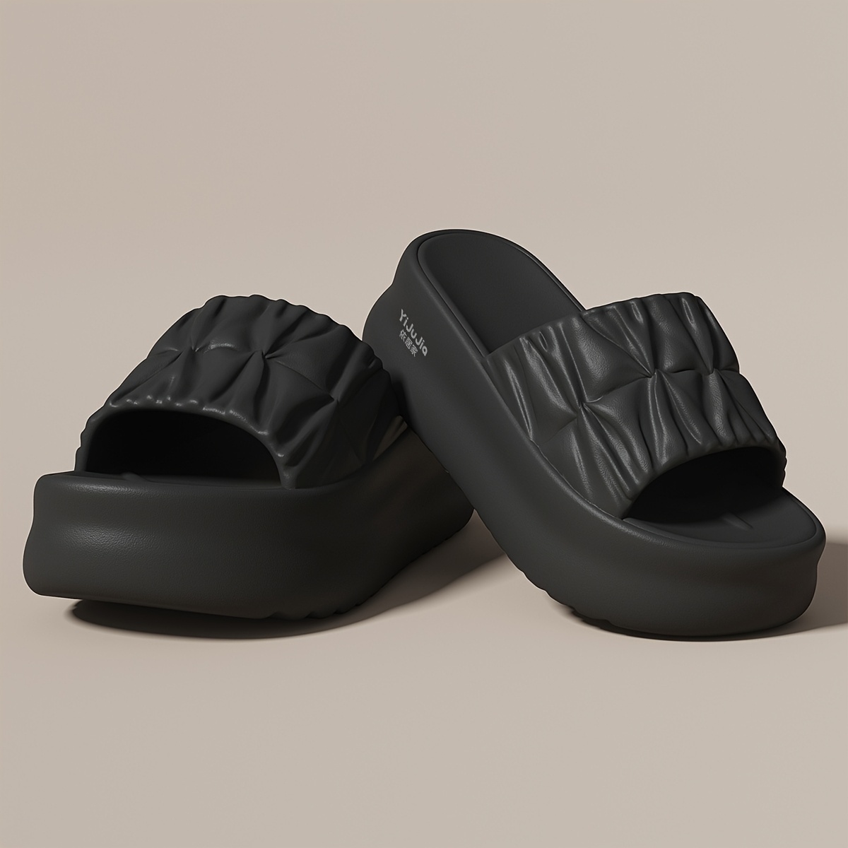 E-shop Damen-Plateau-Hausschuhe, Sommer-Sandalen mit dicker Sohle in einfarbiger Ausführung weicher Sohle, neue Damen-Haussandalen für drinnen/draußen,