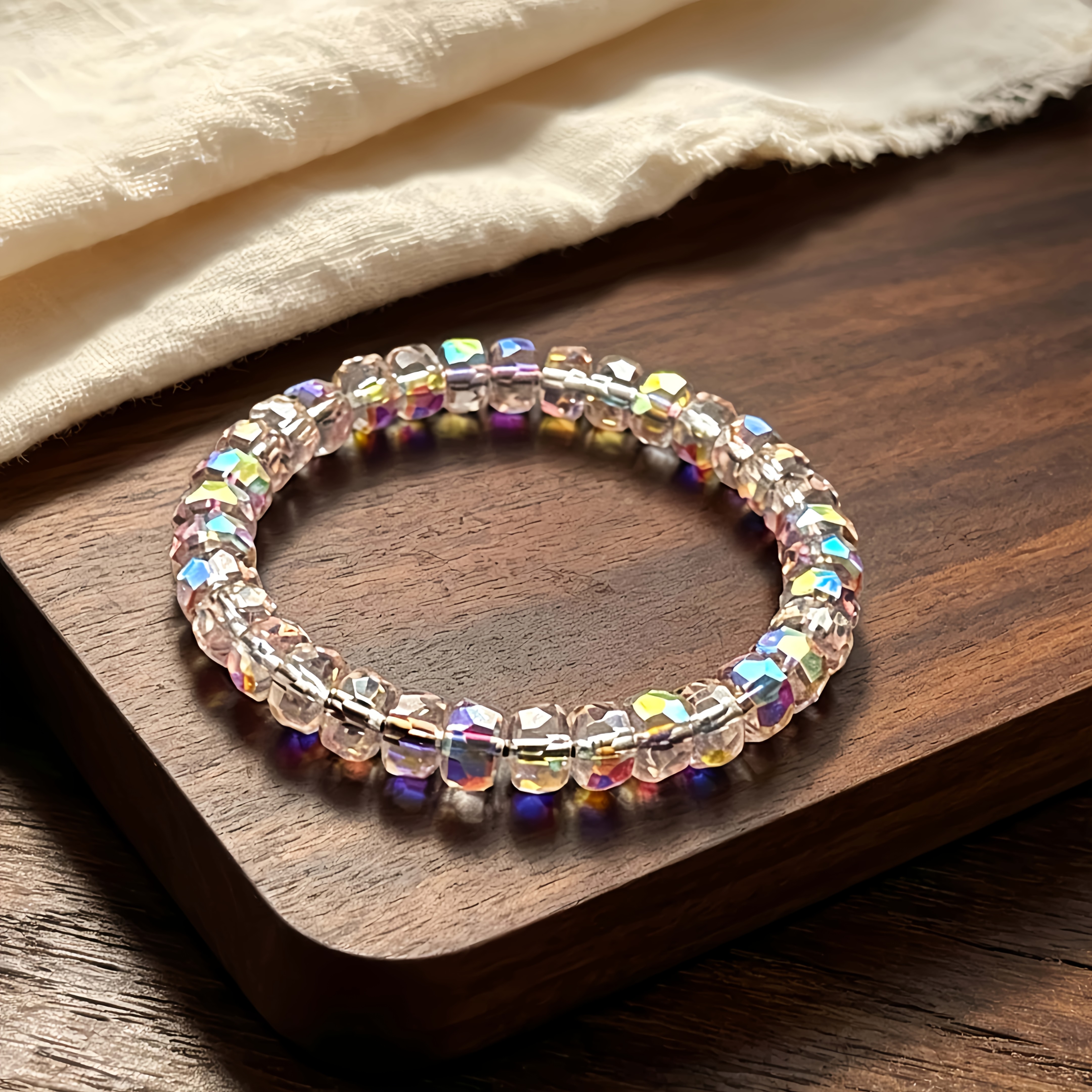 1pc Pink Glitter Carved Bead Bracelet, Attracting Love & Luck