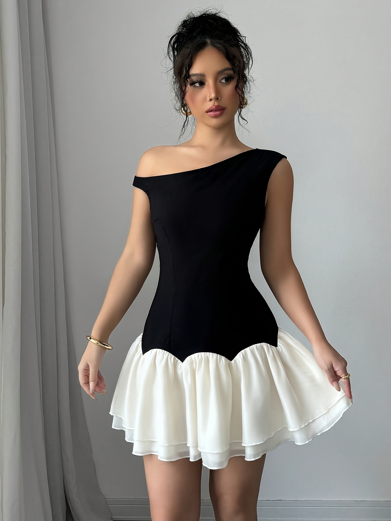 Fancy Black And White Party Dress