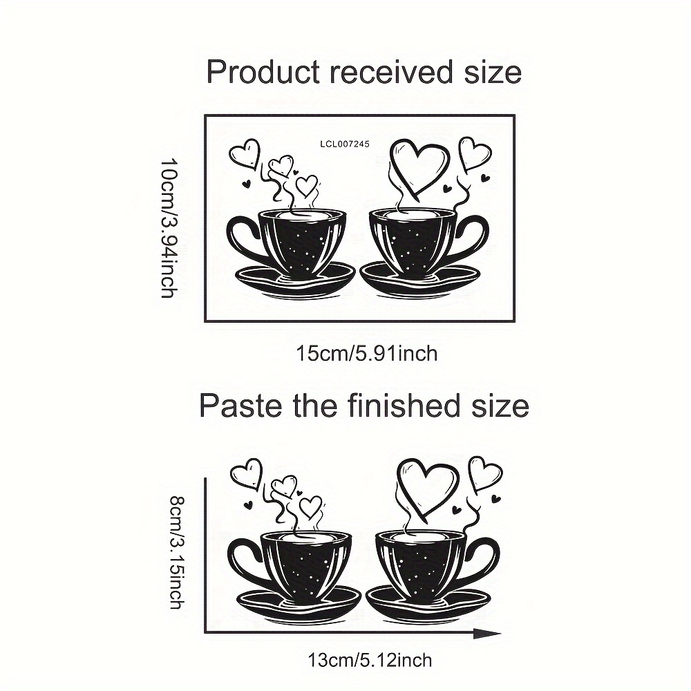 Love Coffee Cup Silhouette Sticker - Self-adhesive, Removable Decal For Laptops, Cars, Walls & More - , 10x15cm