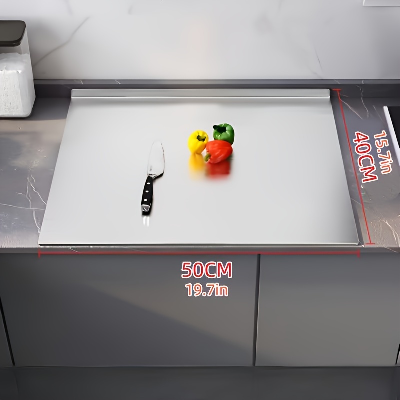 TEMU Stainless Steel Cutting Plate, Heavy Duty Baking Board With Lip For Kitchen, Pastry Board For Meat, Vegetables, Bread, Easy To Clean