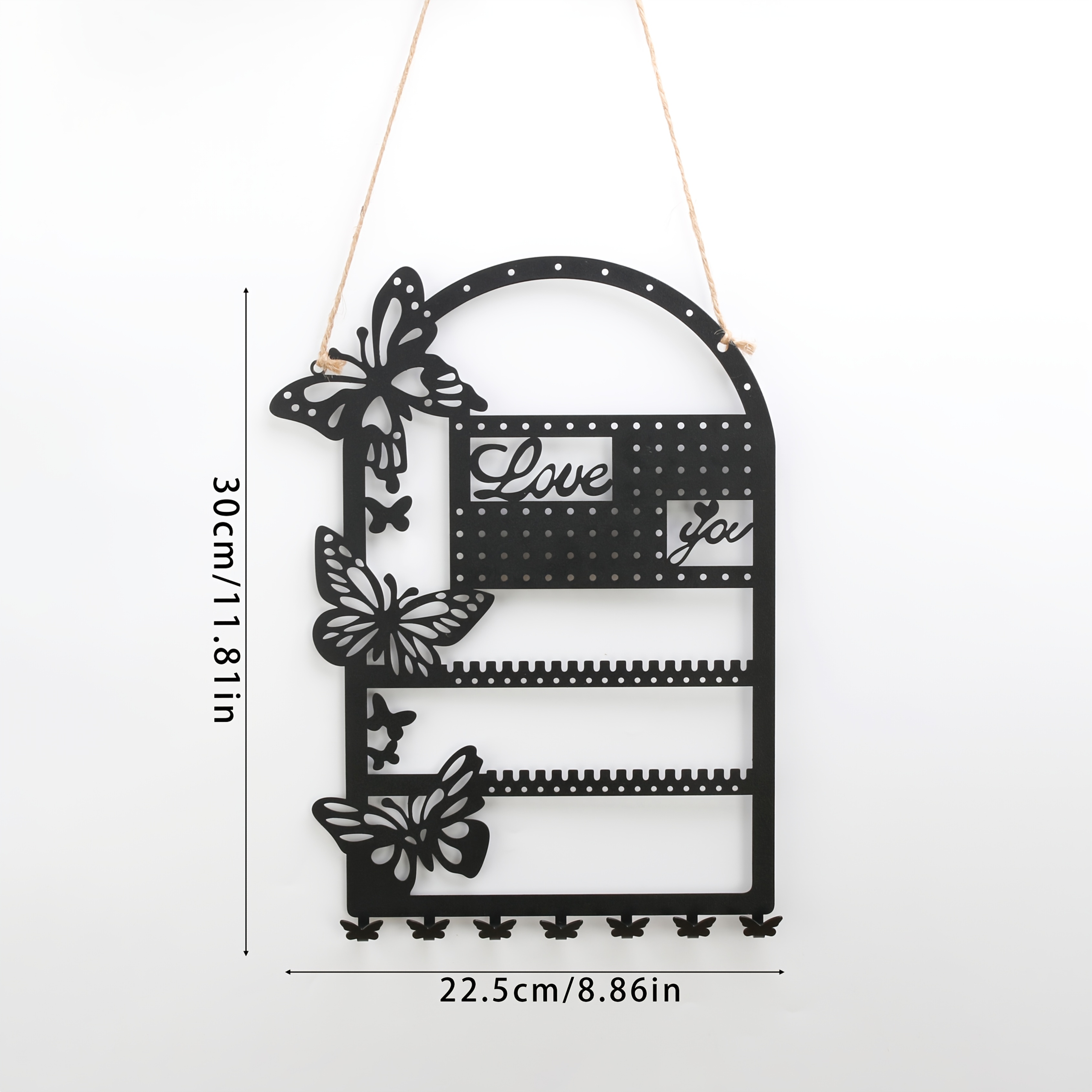 TEMU 1pc Metal Wall-mounted Jewelry Rack, A Display Storage Rack For Earrings/necklaces With Patterns, Suitable For Wall Hanging Display In Bedrooms