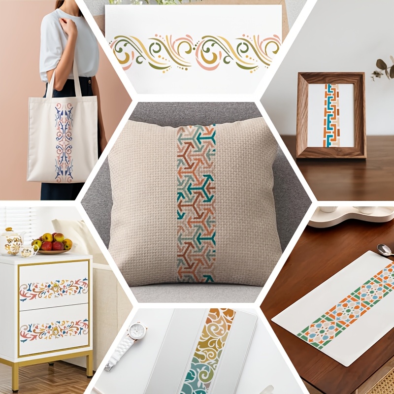 12pcs reusable stencil templates with floral leaf swirl patterns compatible for wood canvas painting compatible with by numbers diy crafts furniture canvas art reusable stencils for flower leaf designs Product details 1