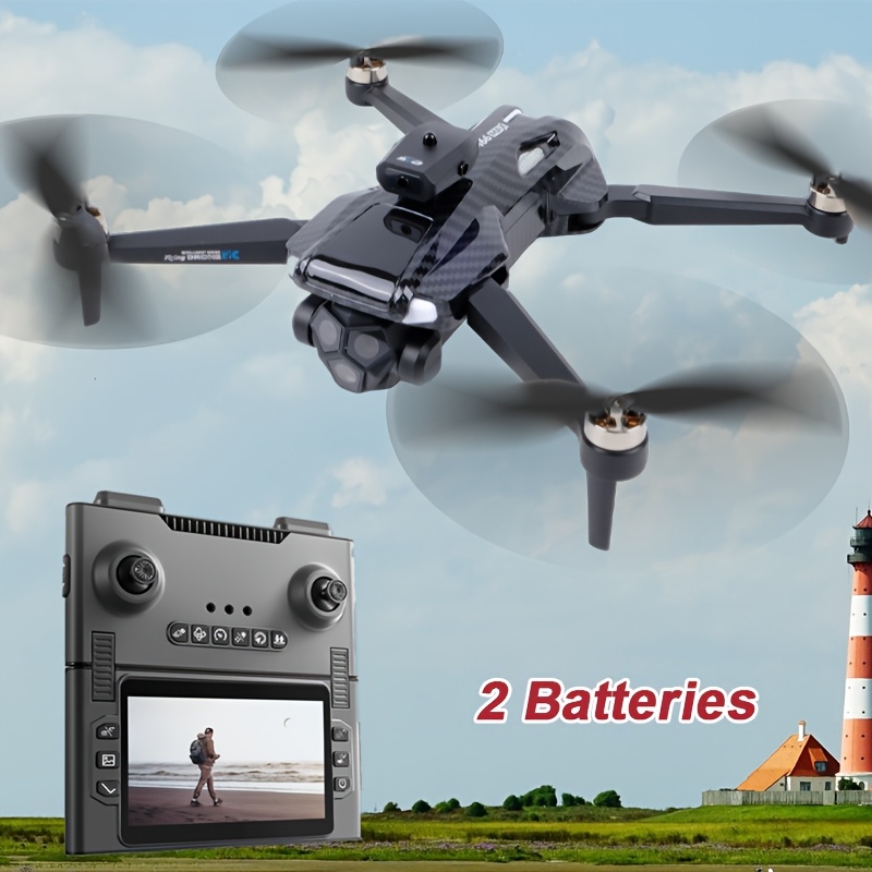 Hd Dual-camera Drone Featuring A Foldable Screen Remote, Hold With , Real-time Image Streaming, A , One-button Auto Return, And Led Lights, Perfect For Gifts