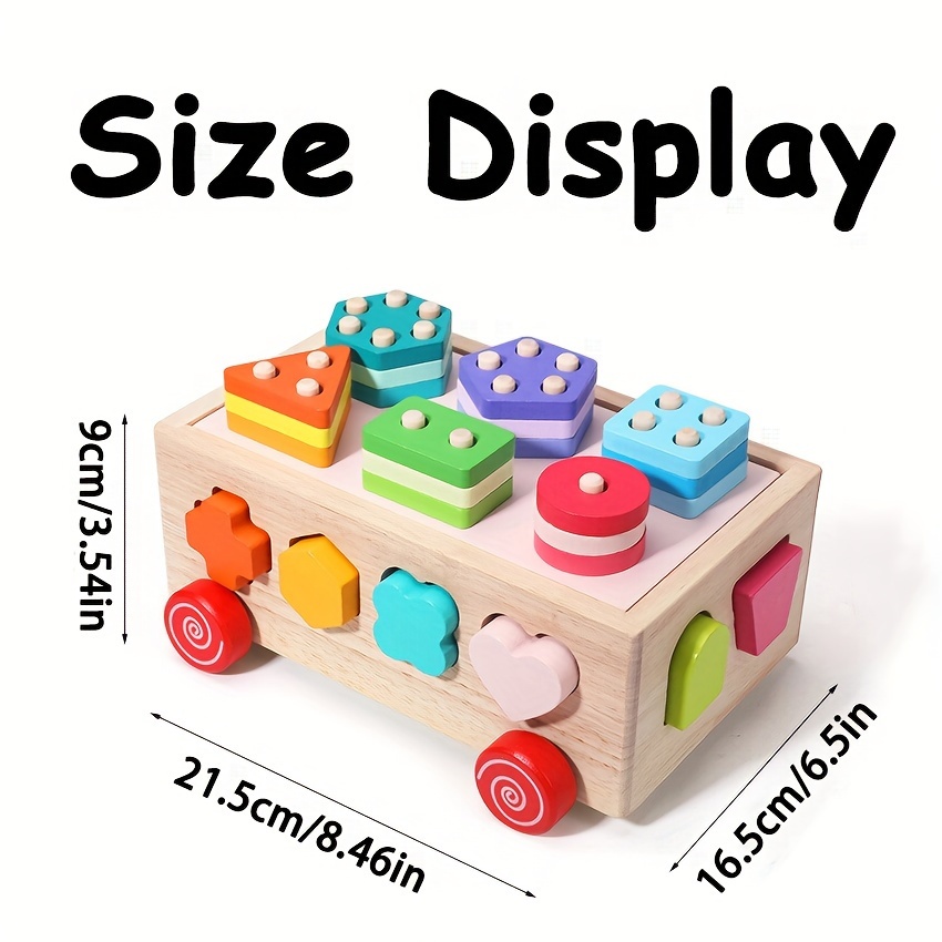 智能木制形状分类车玩具，幼儿教育积木套装，非常适合学前班学习，增强手眼协调能力和颜色形状识别，是男孩和女孩的理想生日和新年礼物 商品详情 5