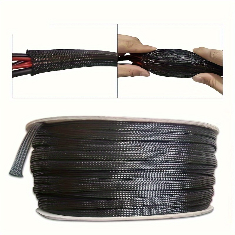 10 Meters Length Black Insulated Braid Sleeving 2/4/6/8/10/12/16/20/25/30/35mm Tight PET Wire Cable Protection Expandable Cable Sleeve Wire Gland