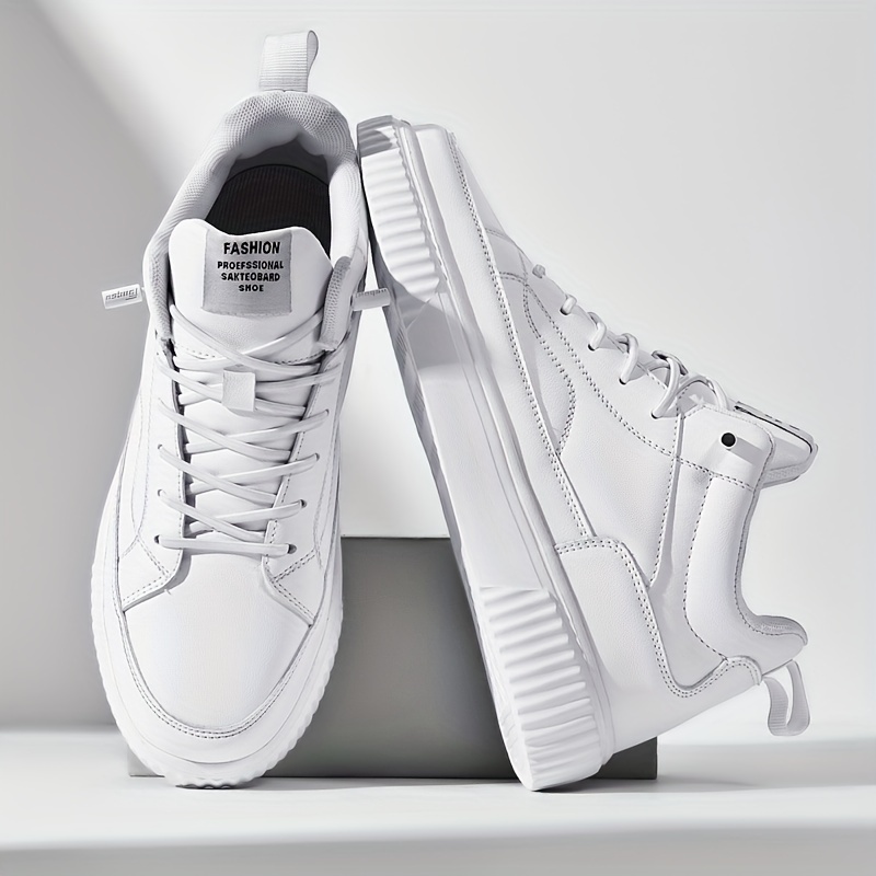 Men's Trendy Solid Skate Shoes, Comfy Non Slip Casual Street Style Sneakers For Men's Outdoor Activities