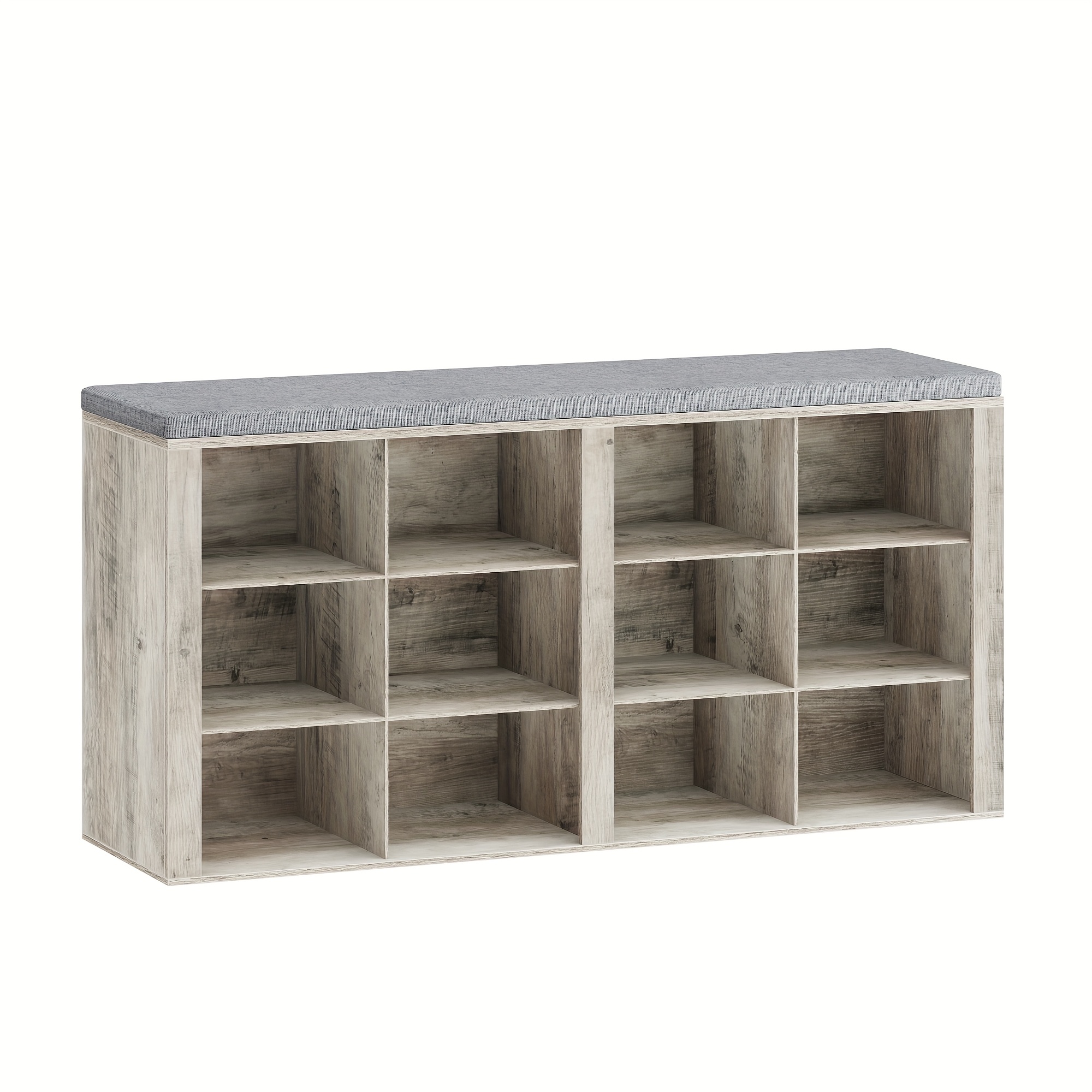 TEMU Panchina Portascarpe, Scaffale per Scarpe con Seduta, Panchina con Contenitore, Cuscino, 12 Scomparti, per Soggiorno, , Camera da Letto, -grigio