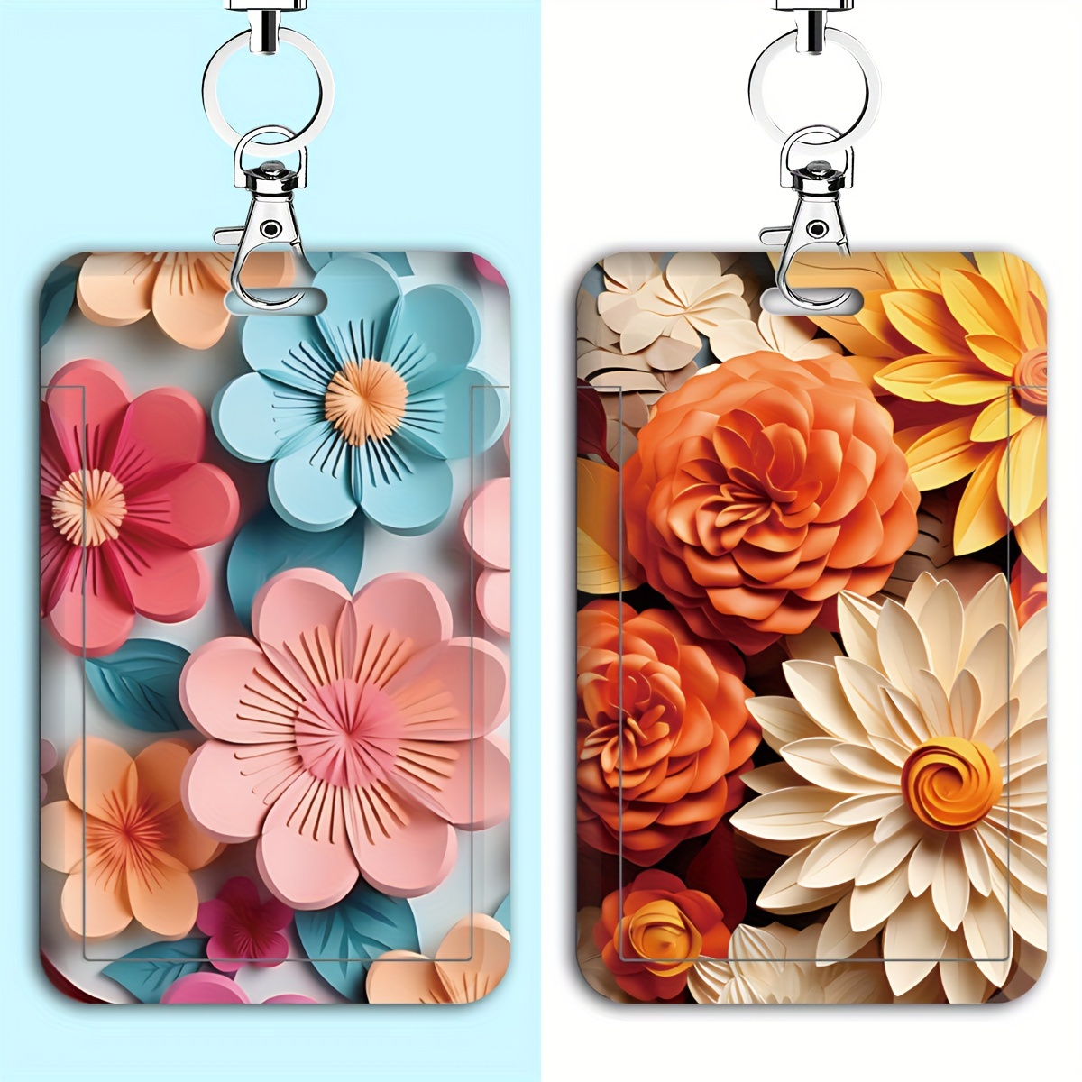 

Floral Badge Holder With Lanyard, Jit , Plastic Id Badge Protector, Nurse Doctor Public Transit Pass Sleeve, Identification Case – Holds Two, Shockproof With High- Printing