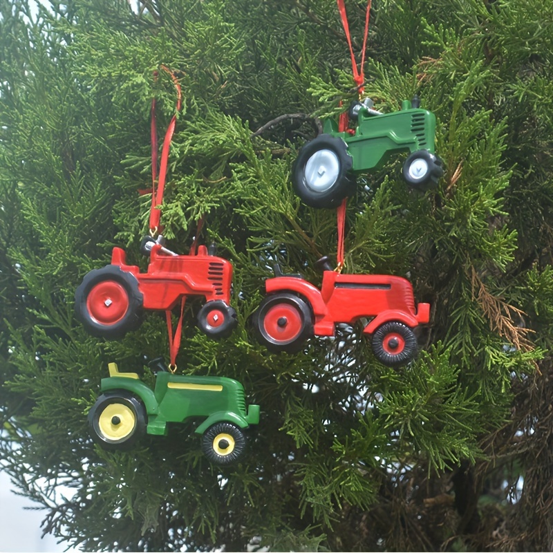 

Charming Resin Tractor Christmas Tree Ornament - Perfect For Garden, Yard & Balcony Decor | No Battery Needed