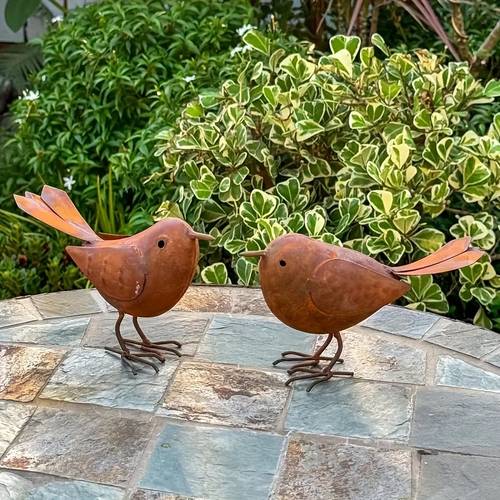 2 stuks Rustieke Metalen Vogels voor Tuin, Erf en Gazon Buiten Decoratie – Het Perfecte Cadeau voor Vogelliefhebbers