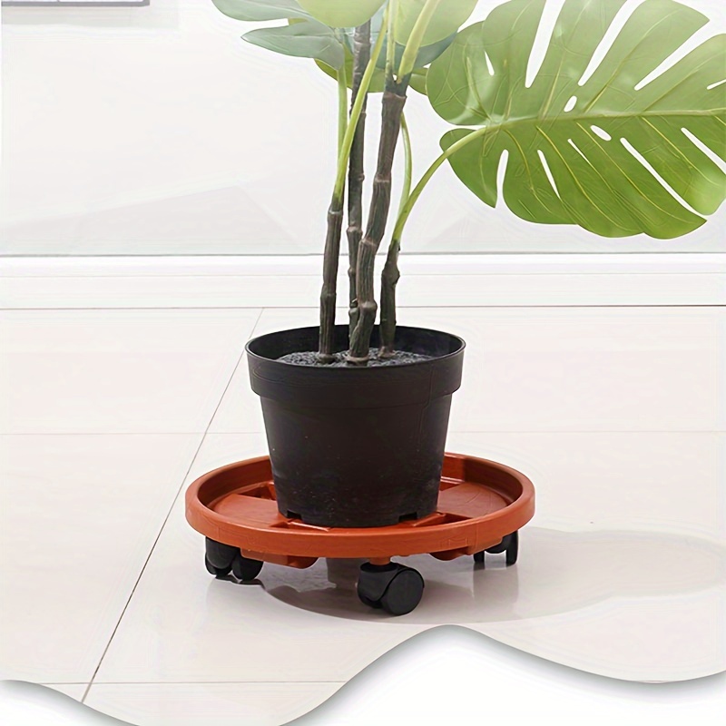 

Versatile Heavy-duty Rolling Plant Stand With Removable Brick Red Resin Tray - Indoor/outdoor, 14.17" Round Caddy