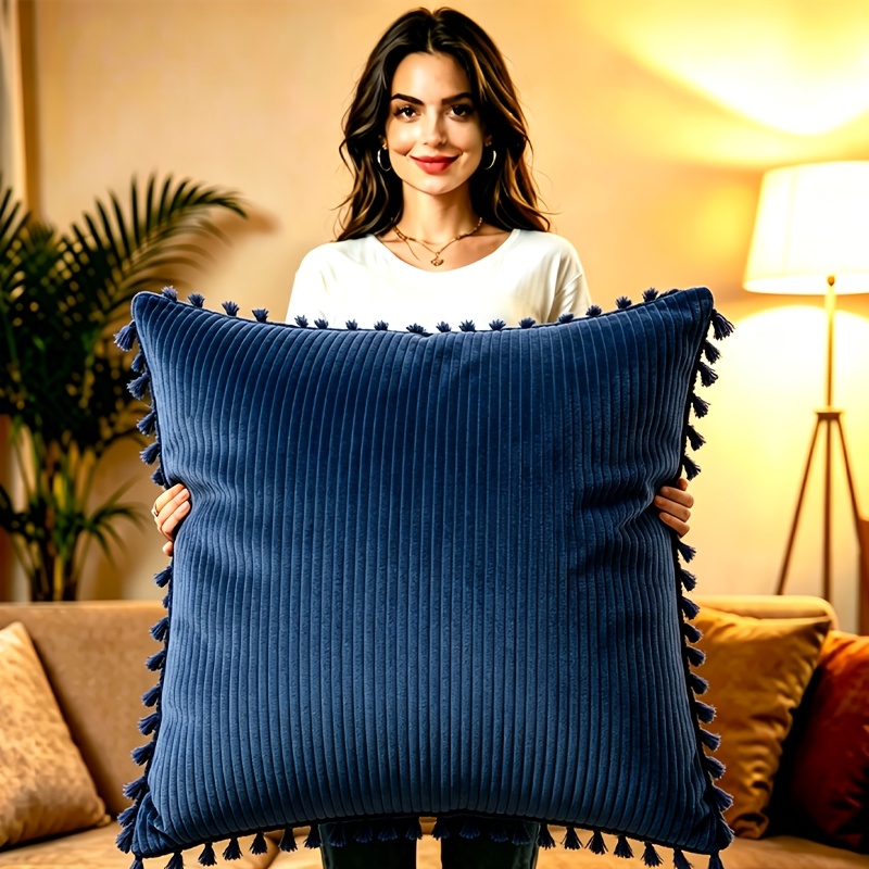 TEMU Light Luxury Hanging Tassel Pillowcase, With A Enlarged Size Design, Used For Sofa Pillows, Bay Window Cushions, Bedroom Headboard Cushions, And