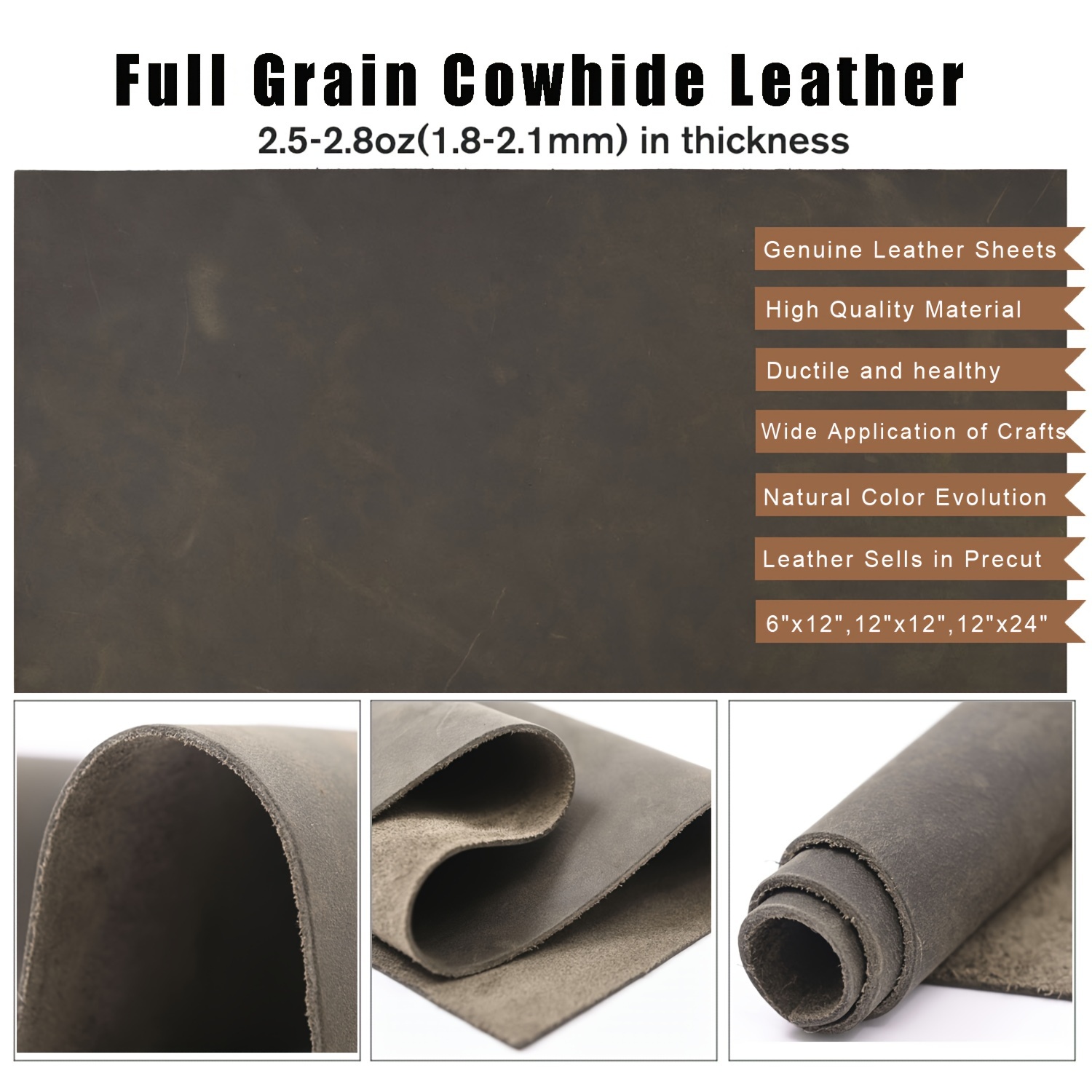 Bovine Leather Pieces, Pre Cut DIY Panels, Sheets for Crafts and