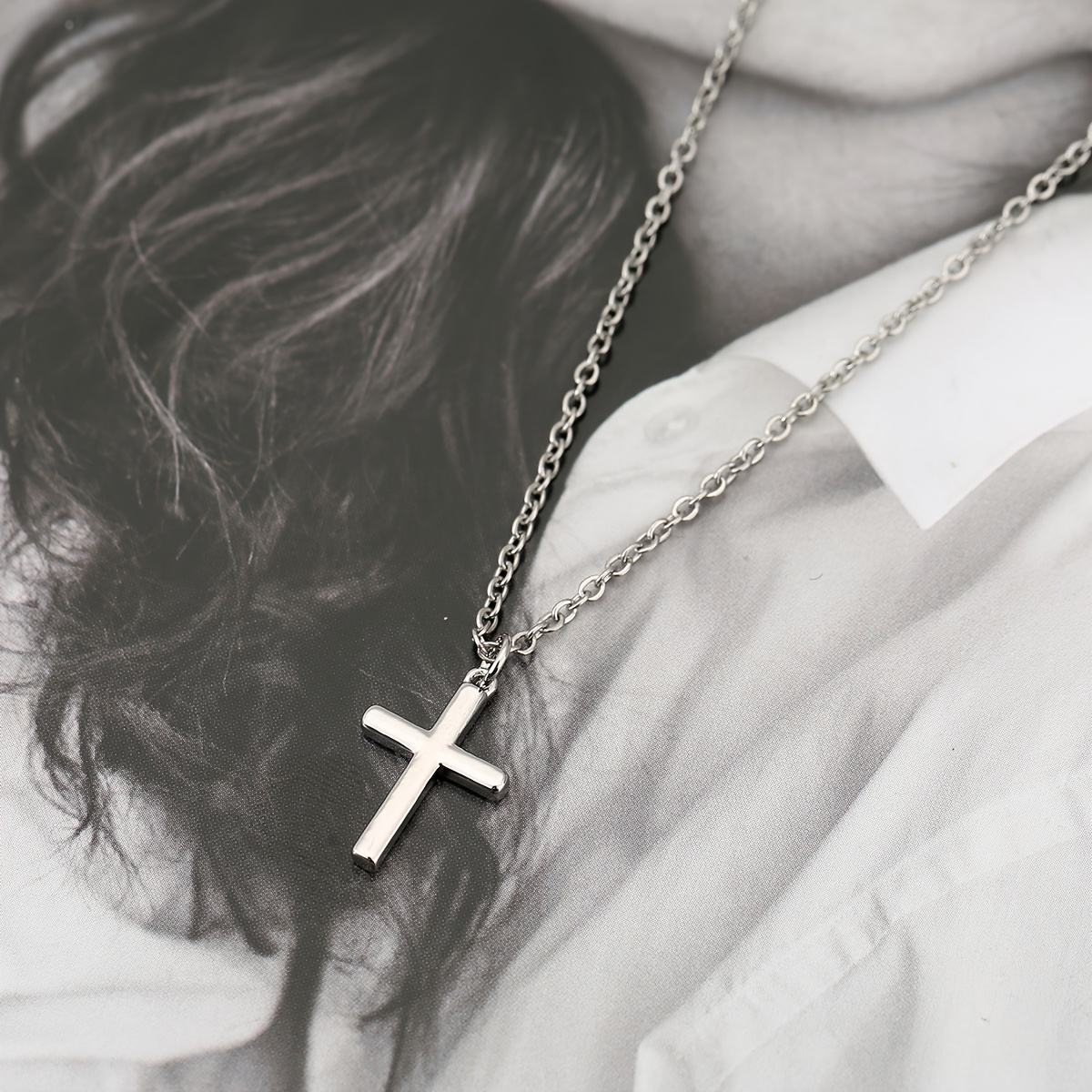 Image of 1pc, European And - Copper - Cross - Unisex Exquisite Necklace, Suitable For Daily Wear, Parties, Weddings, Holiday Gifts
