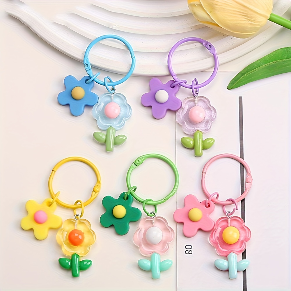 E-shop 5 Sets 1 Pack Frühlingsserie Blumenkreis Schmuck Handy Anhänger Taschenanhänger Kleines Ornament Geschenk