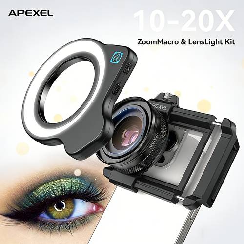 10 20x zoom macro lens professional mobile phone macro lens with led fill light hd photography lens with universal clip for still life close ups insects plants jewelry