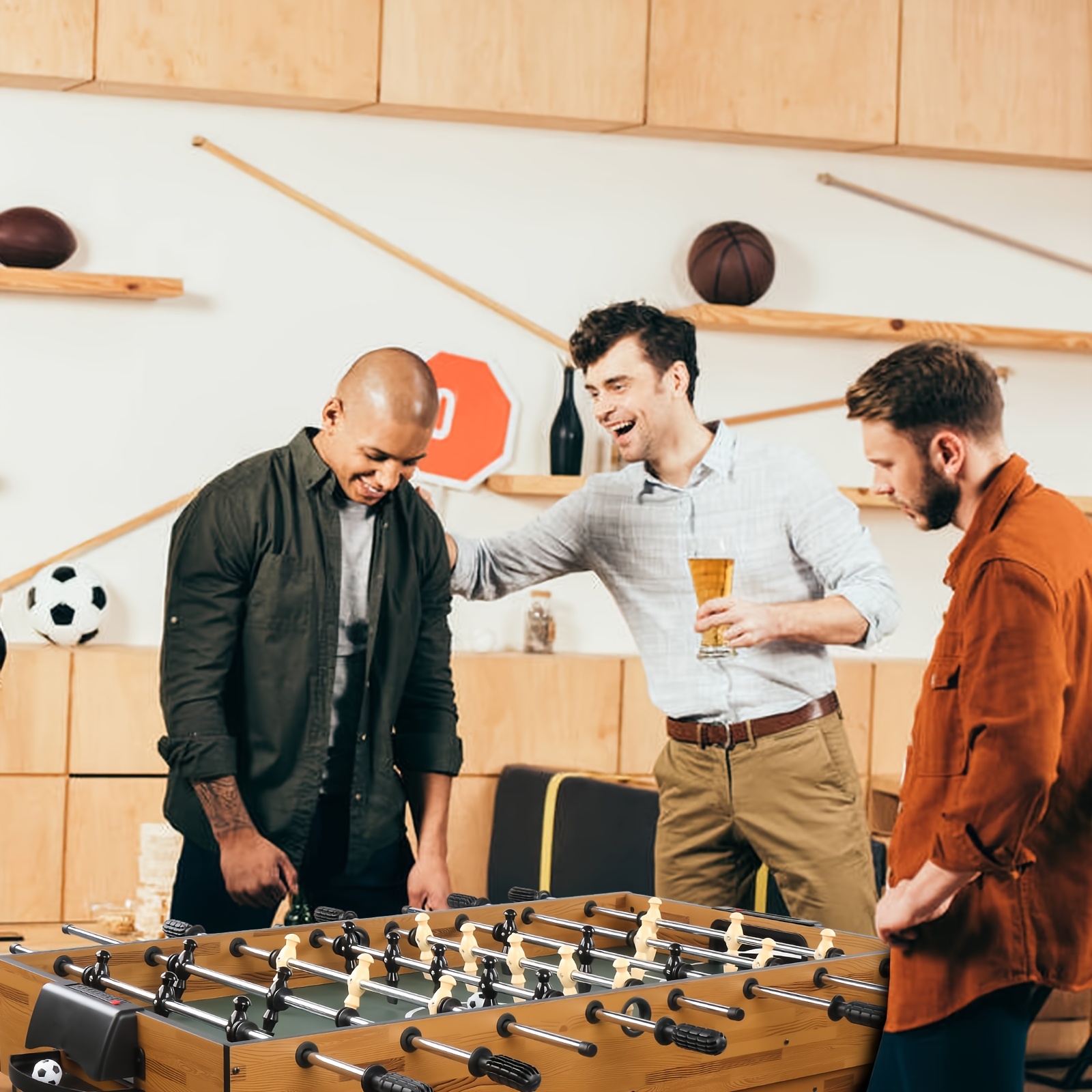 MATLADIN Game Table, for Adults, Multi-Use for Game Room, Game Table Set for Family Game, with Hockey, for Foosball, Pool, Ping Pong, 4ft, 10-in-1/6-in-1