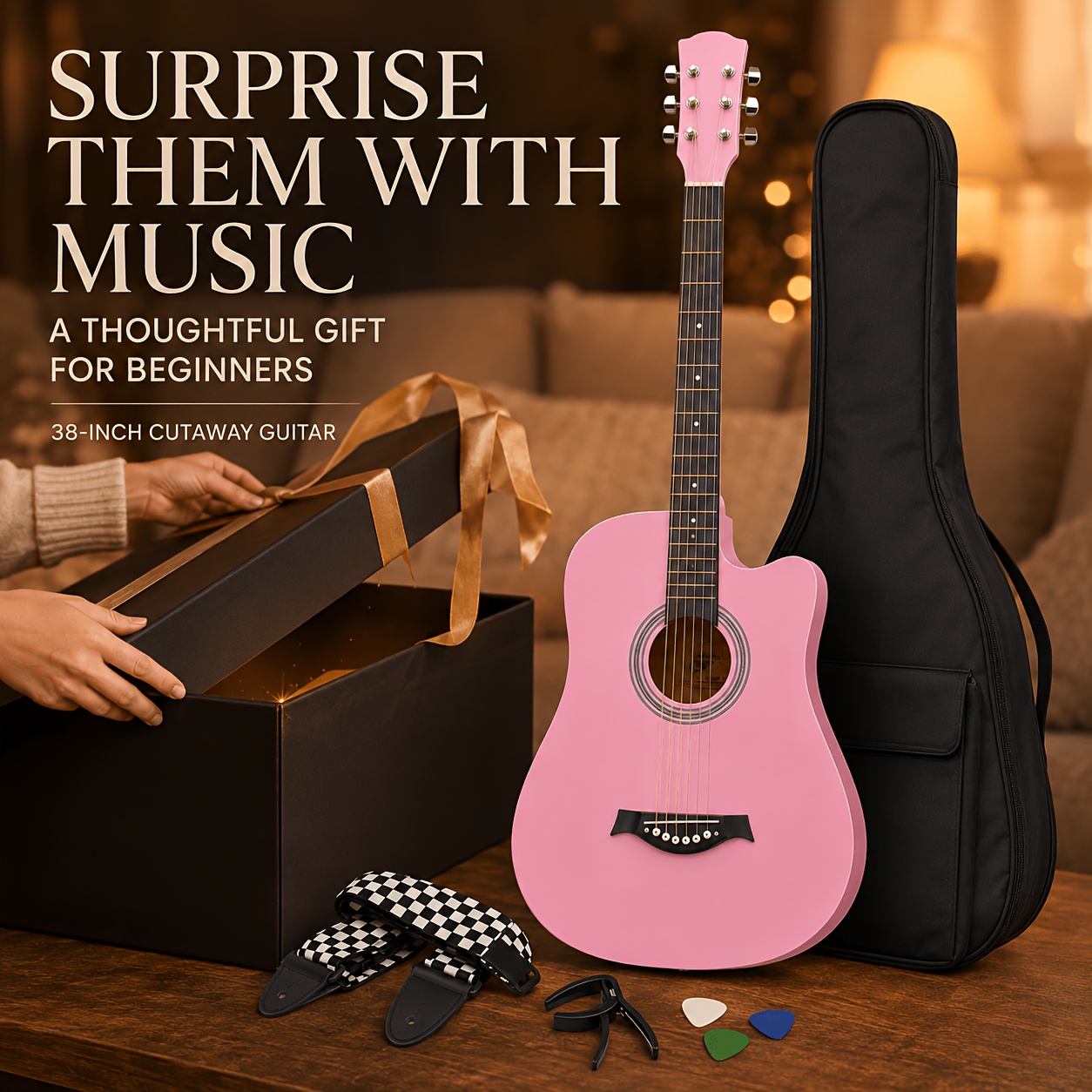 38 Inch Entry-Friendly Cutaway Acoustic Guitar for Beginners, Well... product image 7