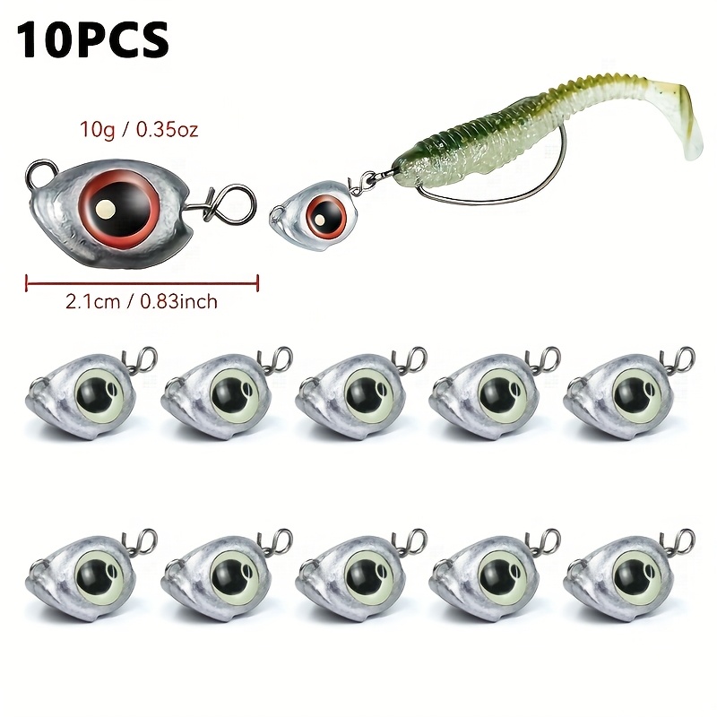 Image of 10pcs Obstacle-crossing Fish Swimbait -change Split Shot, Featuring 3d Red Eyes And Luminous Eye Options, Anti- Split , Ideal For Freshwater And Saltwater Fishing, Fishing Tackle