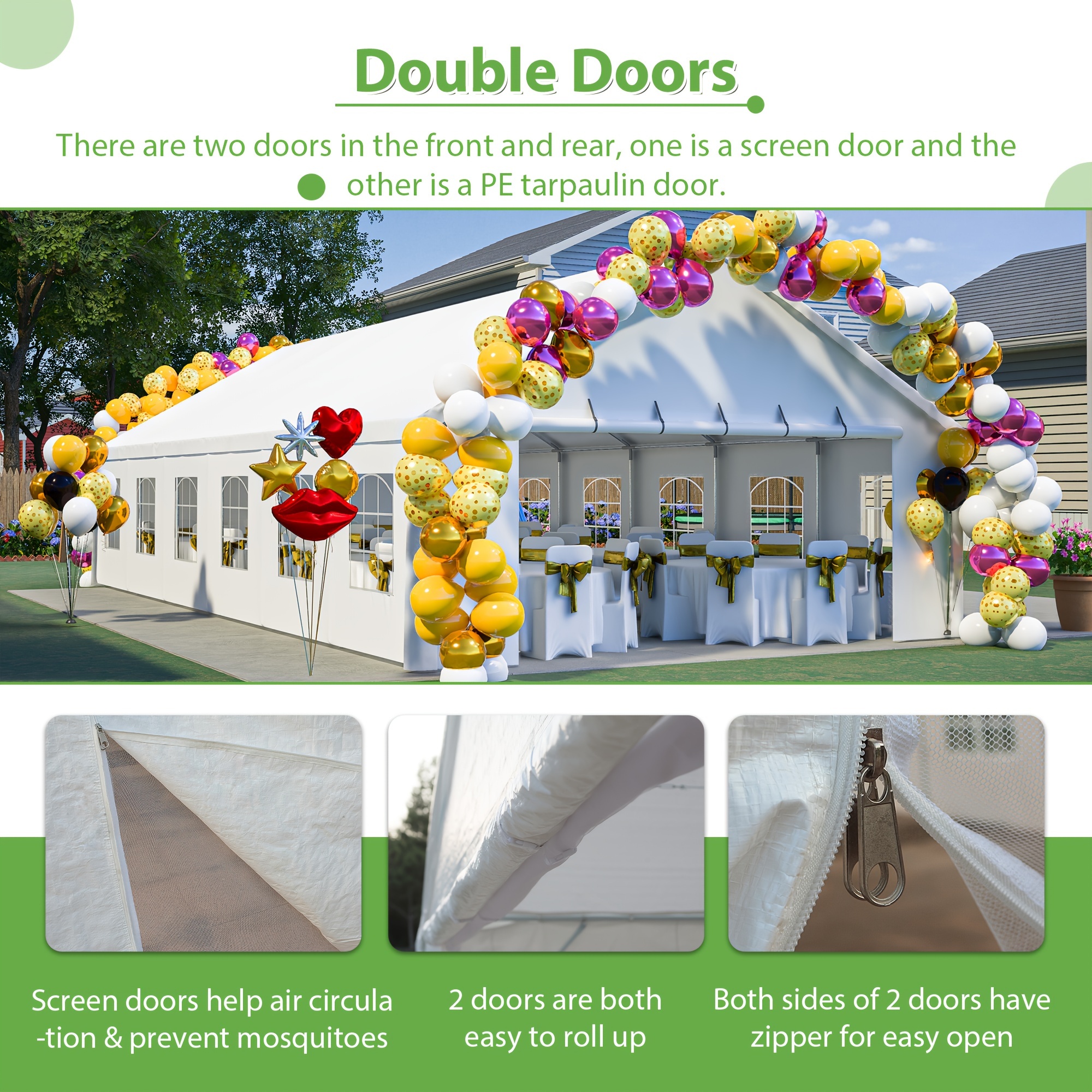 20 40 20 20 16 32 feet heavy duty party tent large wedding event canopy with removable   outdoor gazebo style commercial shelter for sports events   carports Product details 1