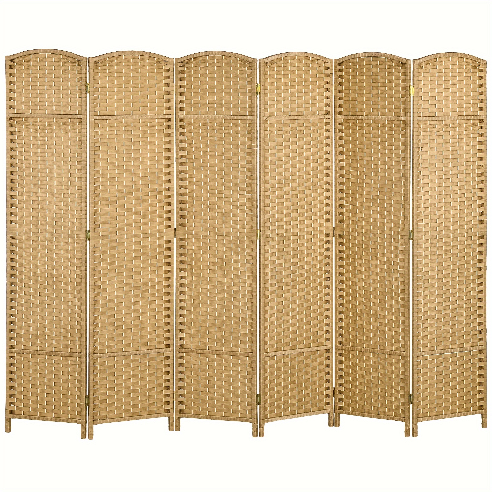 

Homcom Room Divider, 6 Panel Folding Privacy Screen, 5.6' Tall Freestanding Wall Partition For Home Office, Bedroom, Nature Wood