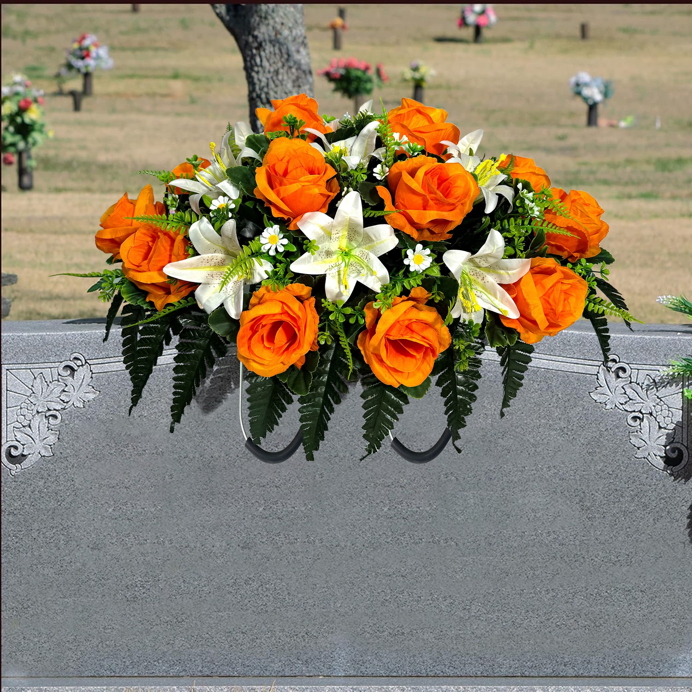 Fabric Artificial Flower Arrangement Graveside Freestanding - Temu Canada