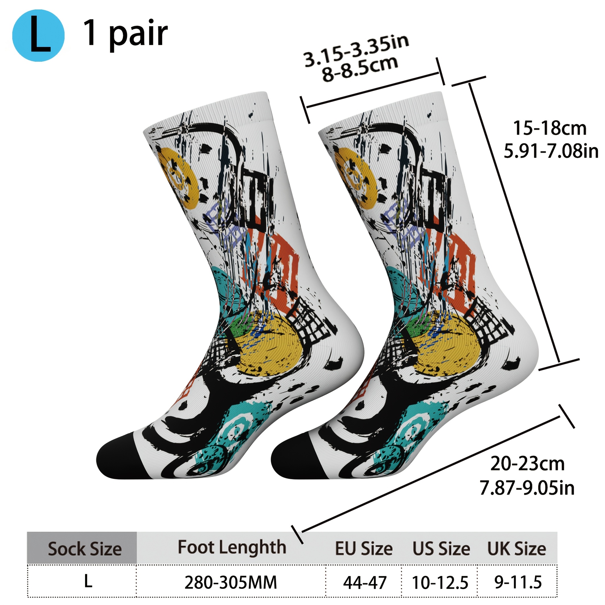 Image of 1 Pair Unisex Socks, Painted Theme Pattern, Comfortable And Breathable, Couple's Multi-element Street Style Socks, Suitable For Sports, Riding, Leisure, Novelty Humorous Gift