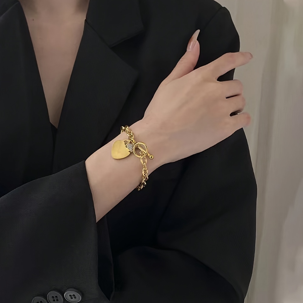 Heart Clasp Bracelet for Women with CZ - Casual Style Accessory
