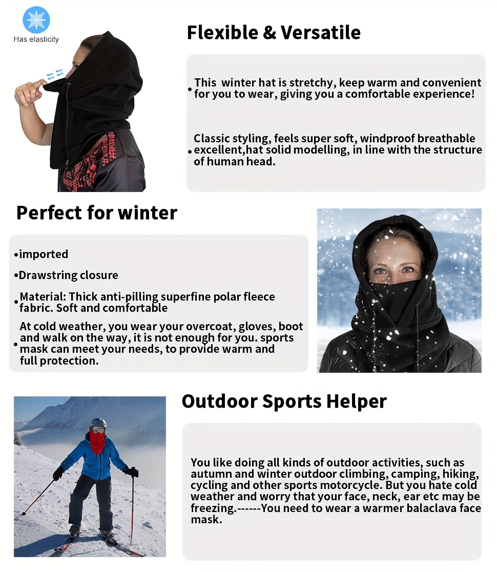 Women's Winter Balaclava with Hood - Windproof, Warm Neck Gaiter for Cycling & Skiing, Fashionable Knit Design details 4