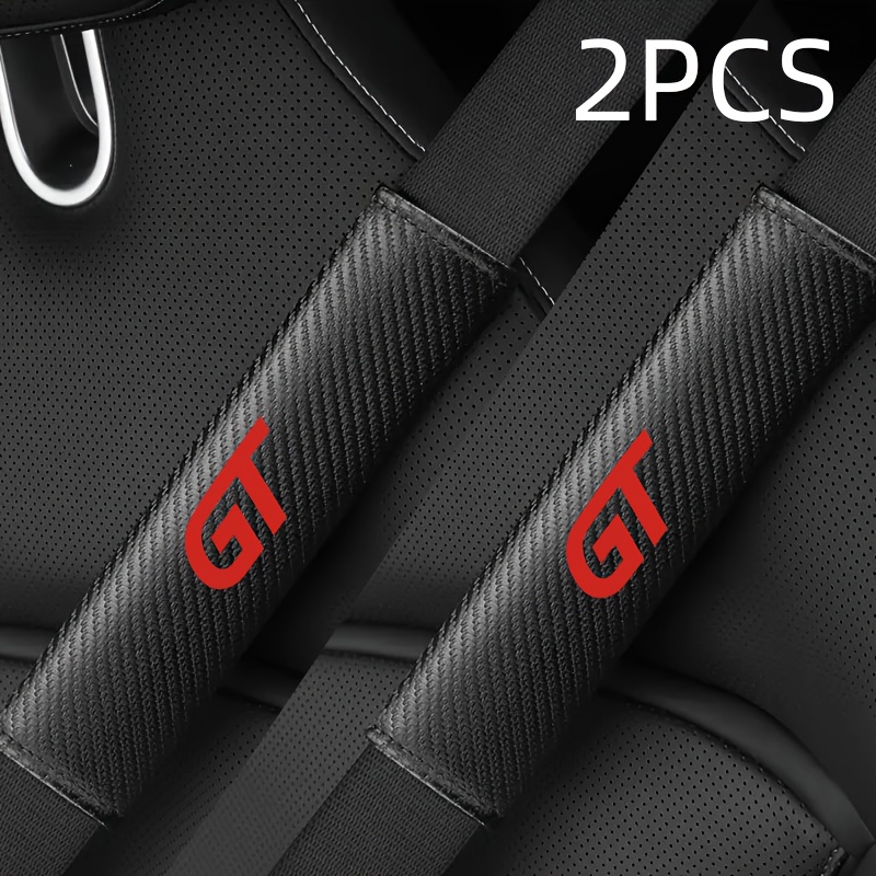 E-shop 2 Stück Sportwagen PU-Leder Carbonfaser Sitzgurt-Schulterpolster – Bequeme Kissen mit GT-Racing-Logo, verbesserter Druckentlastung, stilvoll