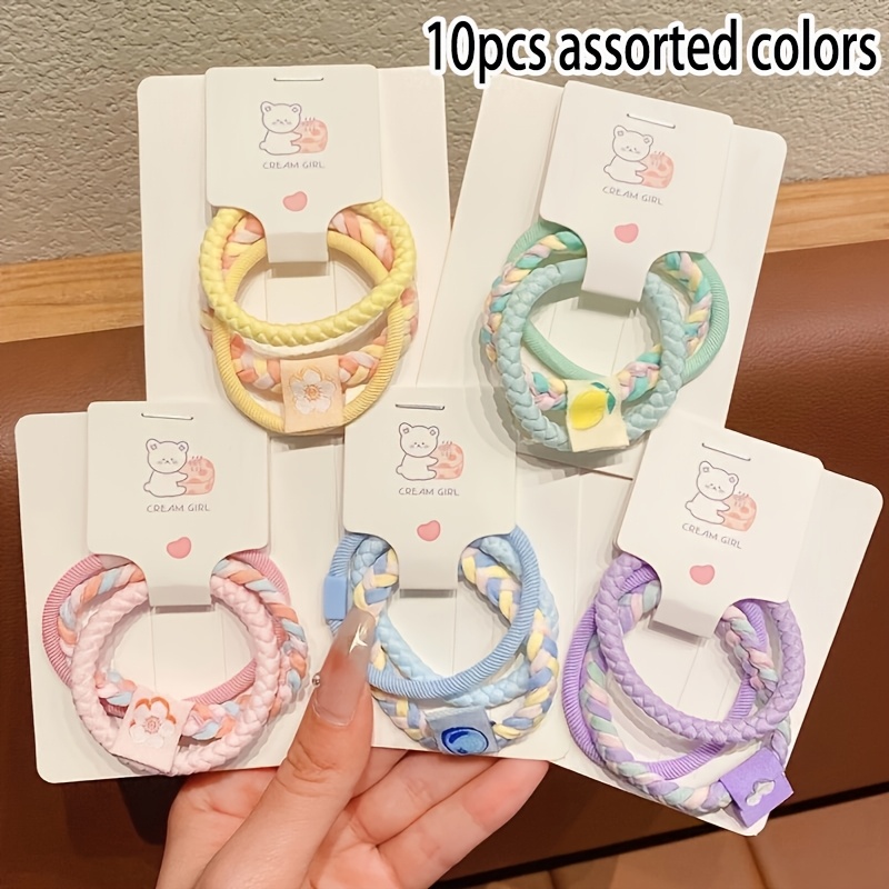 TEMU 10pcs Set Of Random-colored Elastic Non-slip Ponytail Holders, Fashionable Hair Ties For Women And Daily Use, Assorted Colors