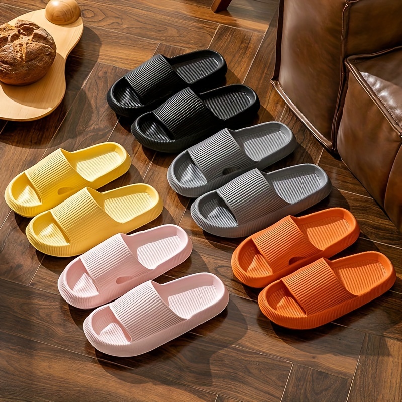 

Men's Solid Eva Slides, Lightweight Quick-drying Open Toe Slippers For Indoor Walking And Shower