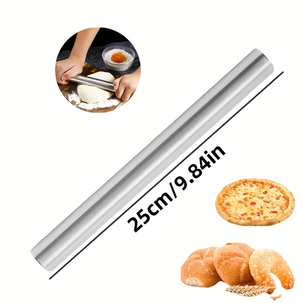1pc Easy Stainless Steel Rolling Pin, Suitable For Baking, Ideal For Rolling Sugar, , Pies, Dumplings, And Pizza Dough, Hollow And Lightweight Stainless Steel Dough Roller 30/25/20cm