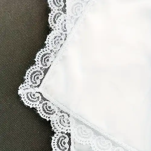 100pcs Unisex Baumwolle Taschentuch Pure White Blume Spitze Rand Taschentücher E - Foto 9