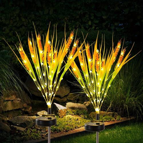 2er-pack, solar-weizenähren-lampe, 27,6-zoll hof-dekorationslicht, simulierte weizenähren-form, für garten, hof, villa, rasendekoration (warmweißes licht)