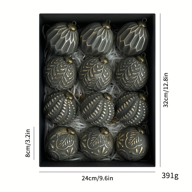 Image of 12pcs 3.15inch Vintage Christmas Balls Christmas Gift Box Set, Scratch Texture With Quality, Suitable For Christmas Tree Branches, Enhancing Festive Romantic Ceremony