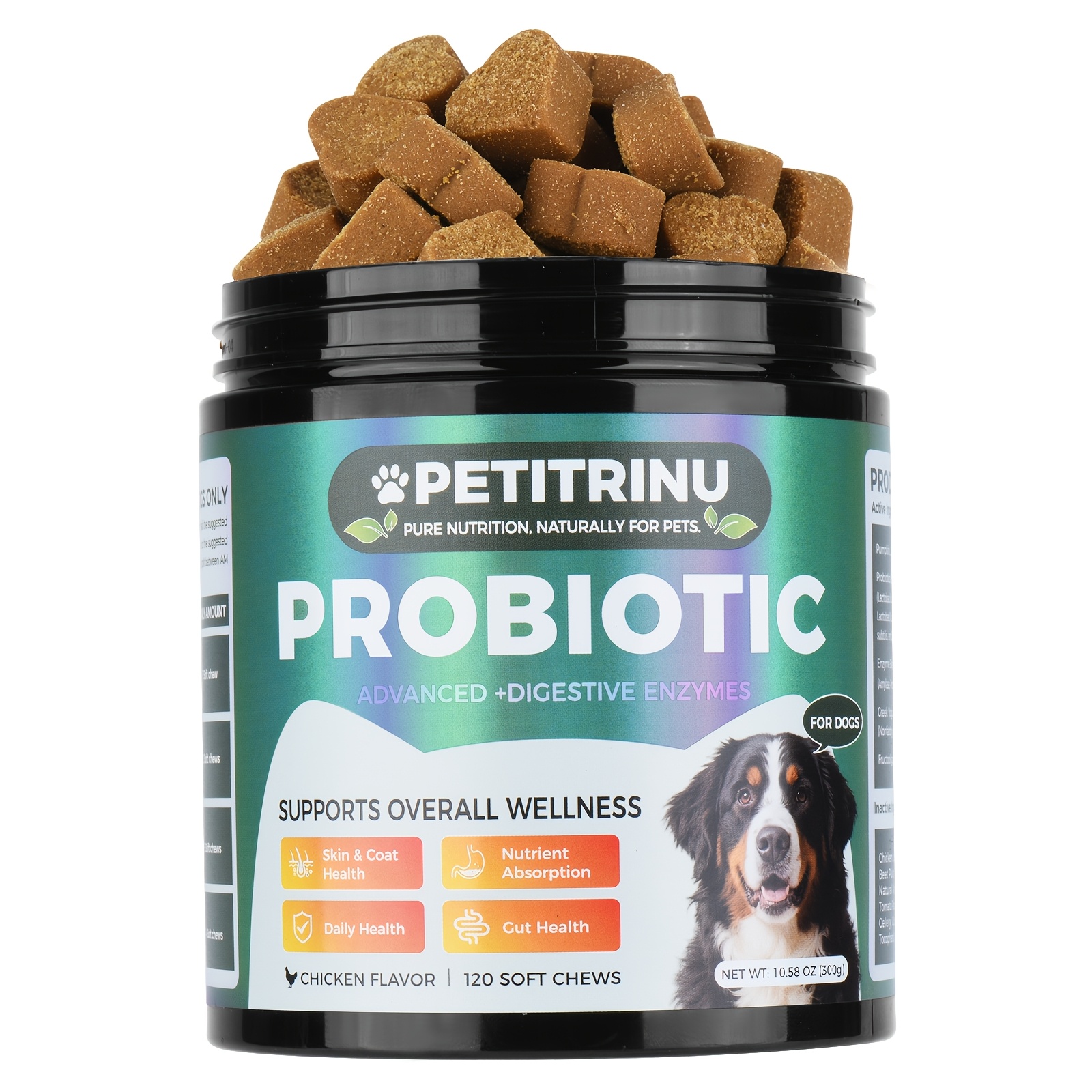 PETITRINU Probiotic For Dogs | Advanced Digestive Support for Skin, Coat & Gut Health | Flavor: Chicken - Image 5