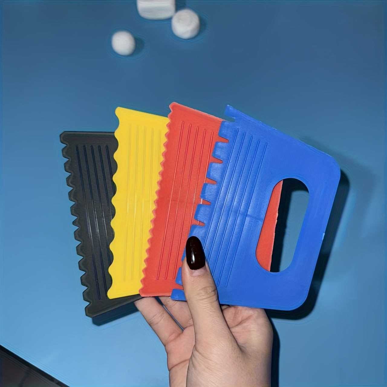 TEMU Ensemble de 4 outils de texture pour pâte plastique - Racloirs pour la création de en pâte polymère pour la poterie et les projets d'artisanat