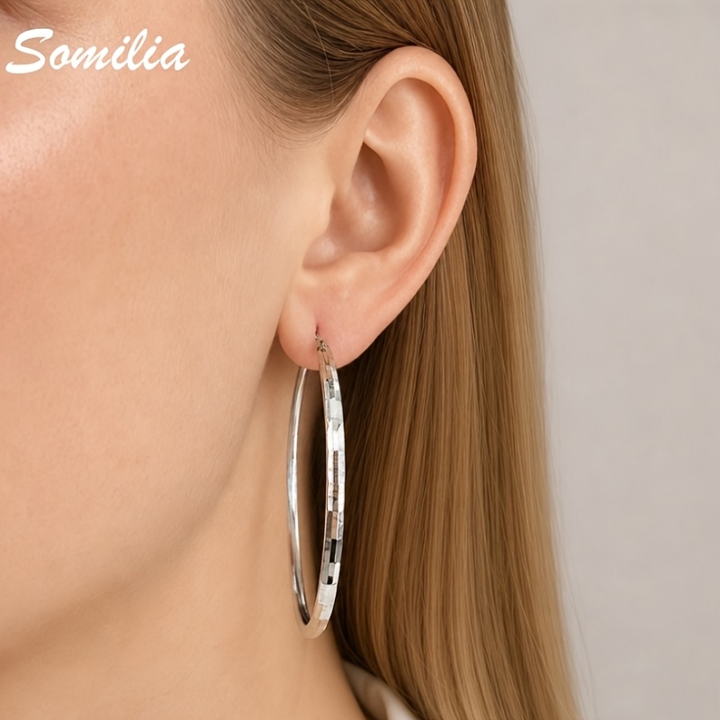 Women's Silver-Plated Large Circle Fashion Earrings