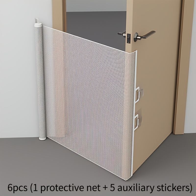 TEMU Automatic Retractable Safety Gate, ( 1pc Safety Net And 5pcs Auxiliary Stickers), Pet Isolation Barrier (large Size) | Installation, Retractable