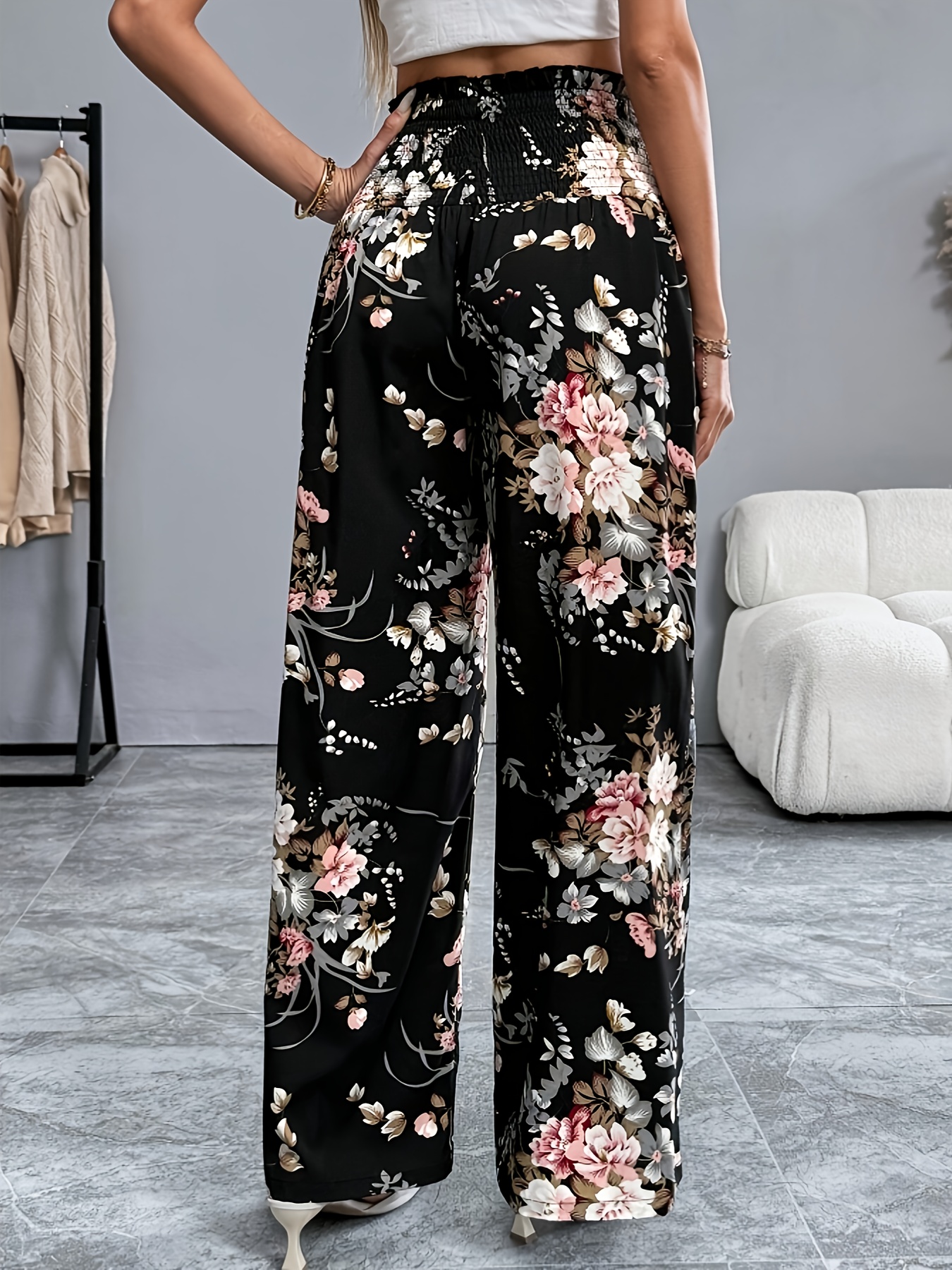 womens holiday casual floral print pants spring summer style 