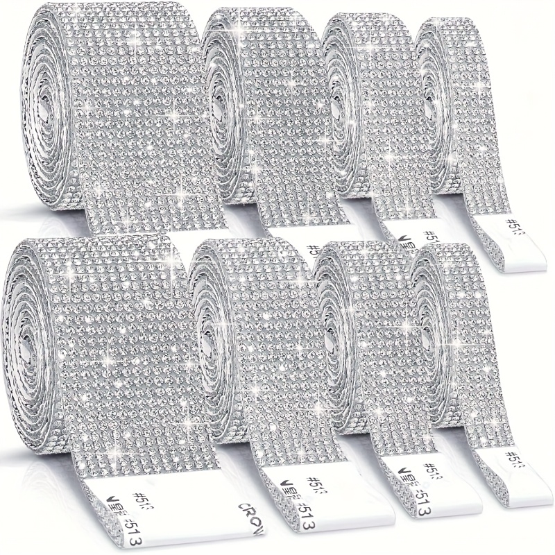 TEMU [ Sparkling Ribbon Roll] Self-adhesive Ribbon Roll, Width:0.4/ 0.6/ 0.7/ 1.2 Inch Sparkling Strip, Craft , For Car Interior & Phone Decoration,