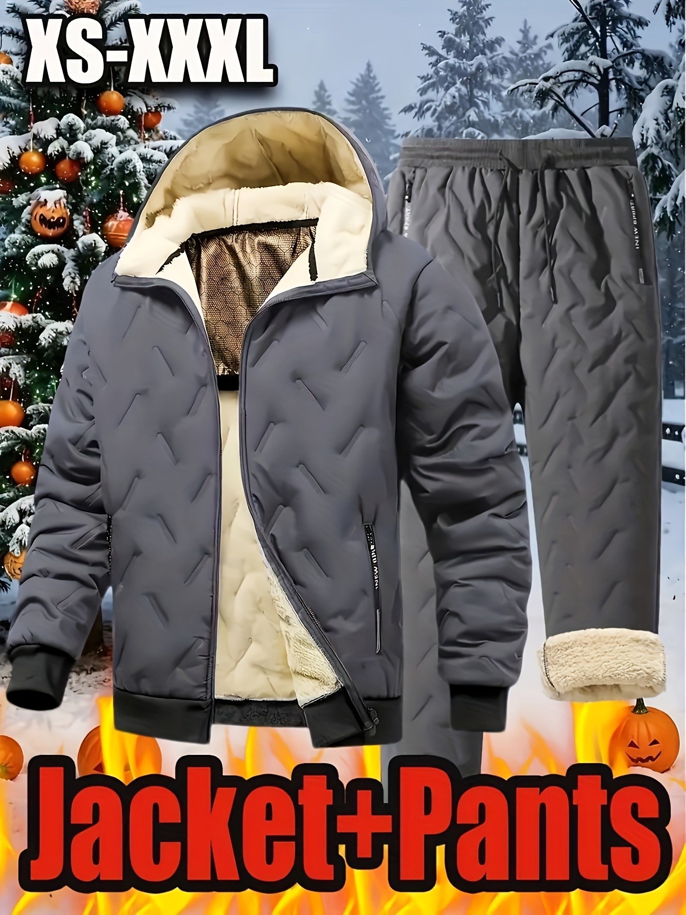 Men's Winter Warm Jacket and Pants Set, Heavy-Duty Gear