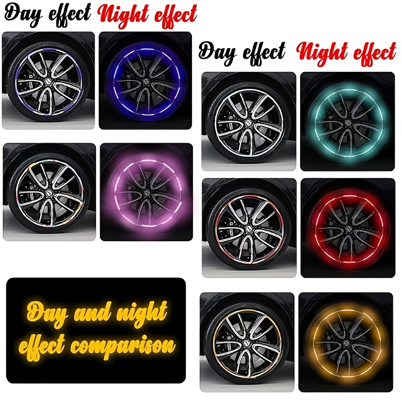 20-Pack Reflective Wheel Rim Stickers, Luminous Safety Decals for Cars, Motorcycles, and Bicycles, Durable PET Material, Waterproof, Easy to Apply