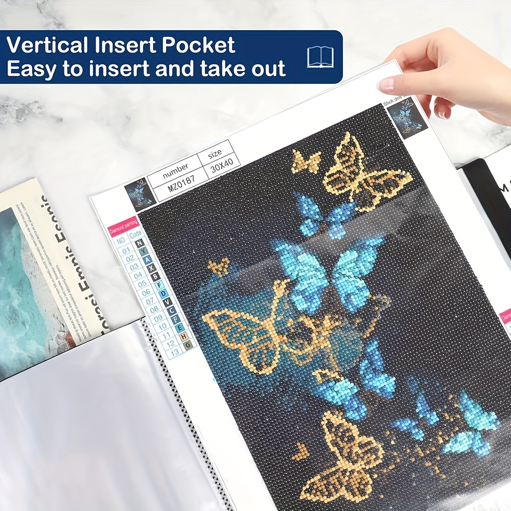 item picture contemporary pp diamond painting tool storage binder with 30 pockets large capacity protective folder suitable for artwork and documents
