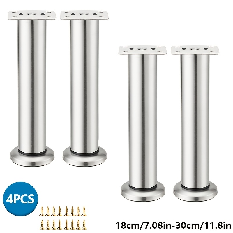 TEMU 4pcs Pieds de Support Réglables en Acier Inoxydable pour Meuble TV, Jambes de Table, Plateau de Salon, Coussinets de Rehaussement, Base de